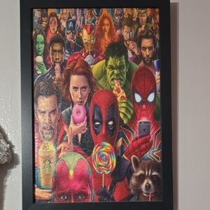 Marvel Superheroes Art Print with Black Frame